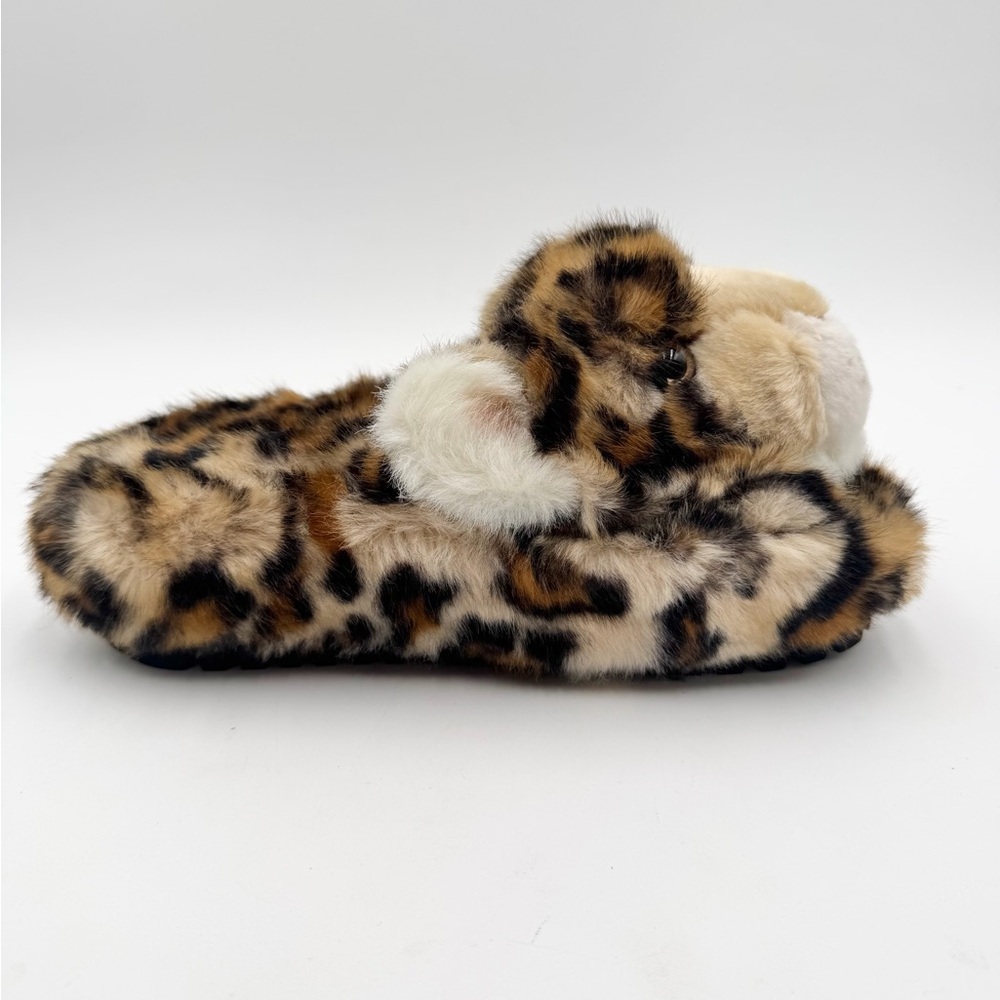 Dolce and Gabbana Brown Leopard Print Faux Fur Plush Flat Slides - 36 - Picture 6 of 9